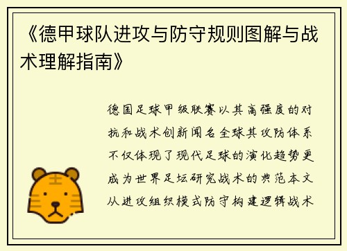 《德甲球队进攻与防守规则图解与战术理解指南》